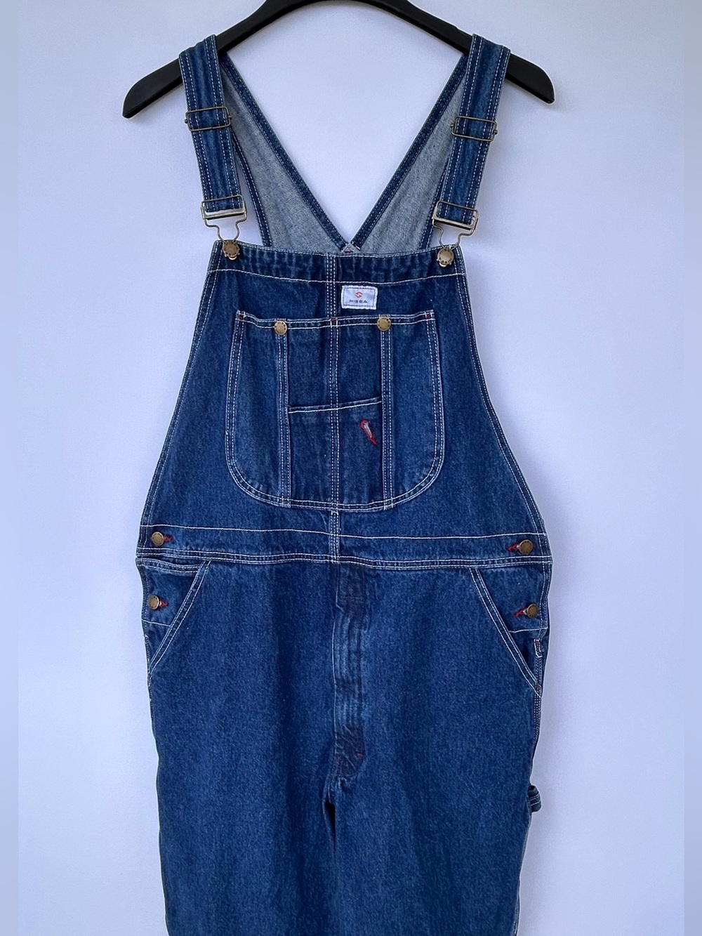 HISEA Men’s Classic Blue Denim Bib Overalls Relaxed Fit Size 38W/34L
